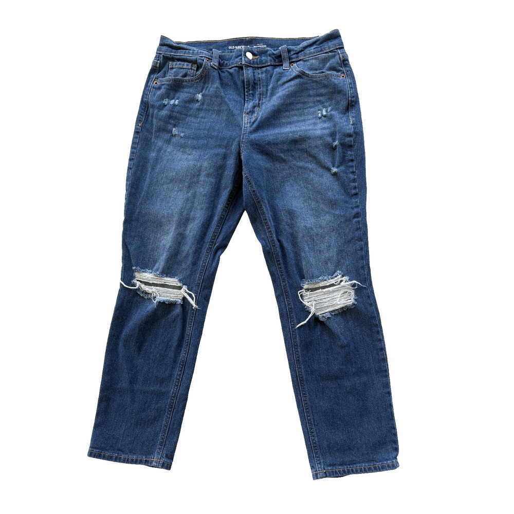Old Navy Mid Rise Boyfriend Distressed Women's size 6 Blue Denim Jeans